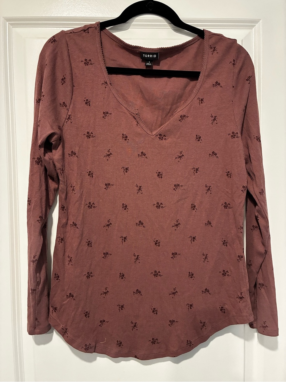 Torrid Mauve Long Sleeve V-Neck Top-Size 1